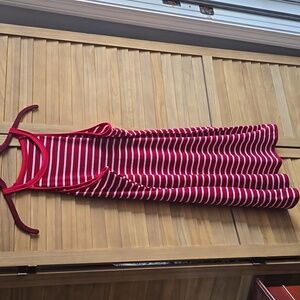 Red and white striped dress